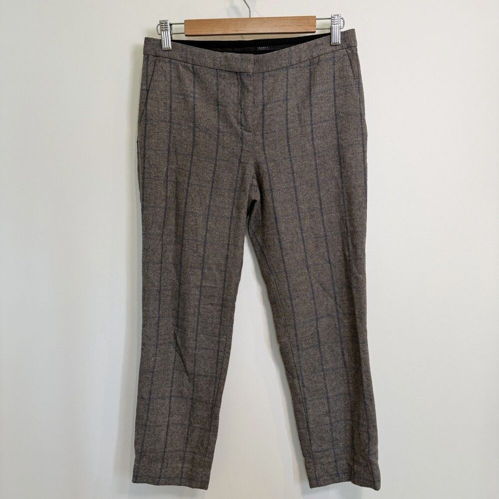 Theory Brown Striped Ankle Pants